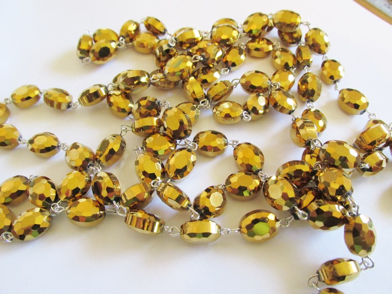 (image for) Crystal Bead chain -Gold Crystal (5')